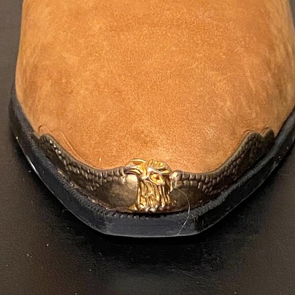 Maine Woods deer skin brown leather eagle harness cowboy boots Women's Size 10M - Picture 7 of 13